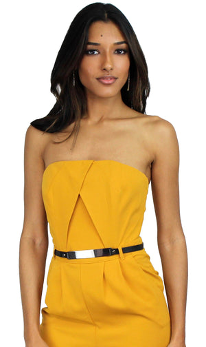 Learning to Fly Mustard Skinny Jumpsuit