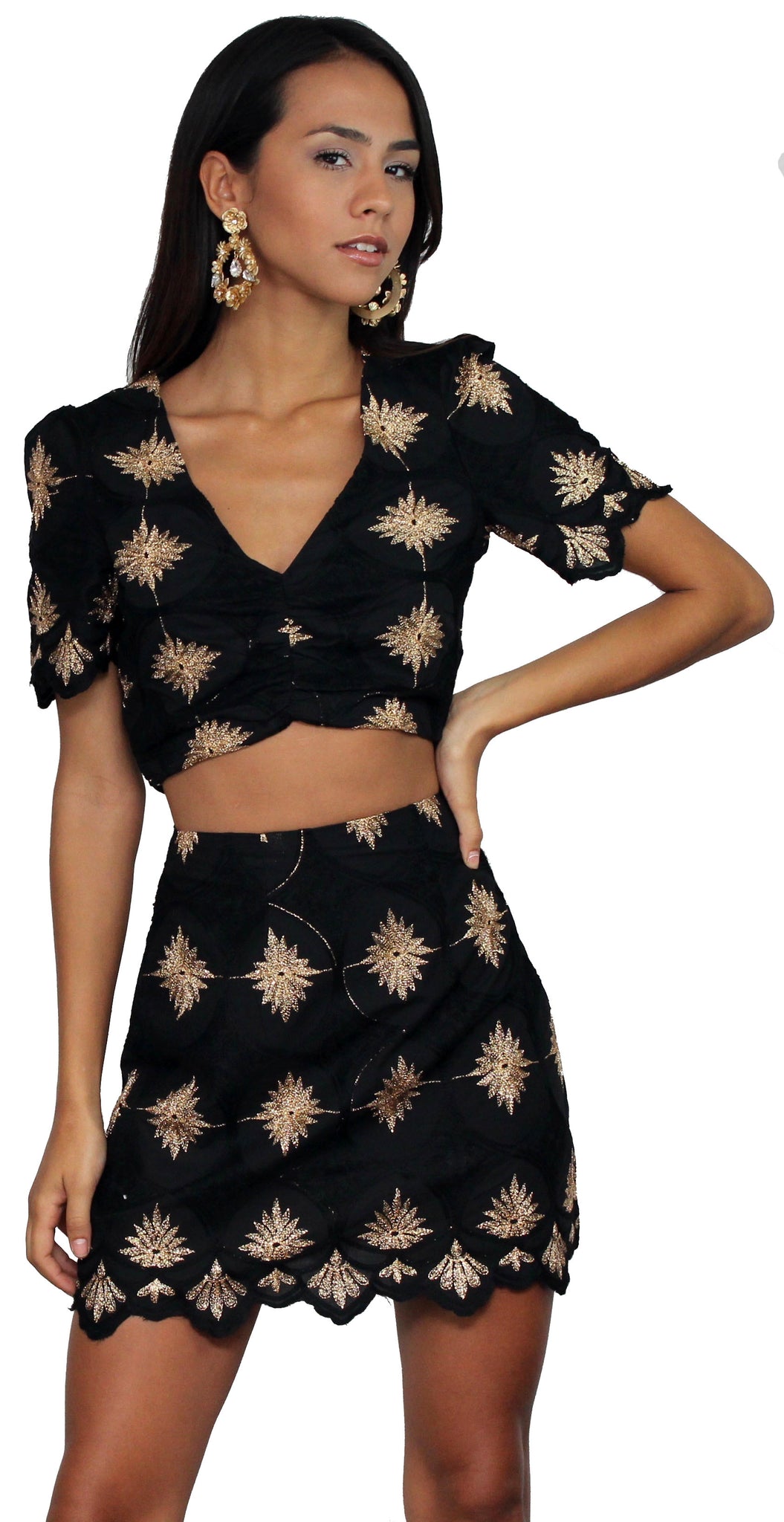 Art of Poise Black Embroidered Two-Piece Set