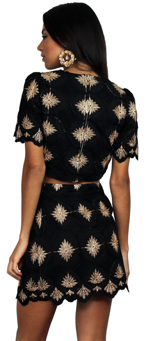 Art of Poise Black Embroidered Two-Piece Set