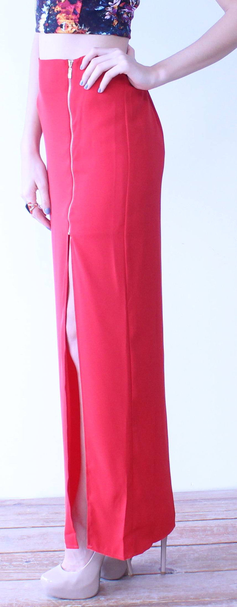 Touch of Cliché Red Maxi Skirt