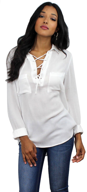 Simple Times White Long Sleeve Top