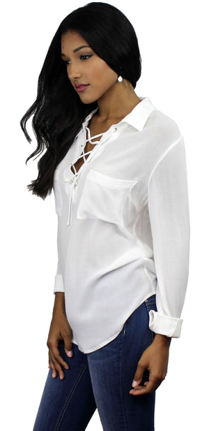 Simple Times White Long Sleeve Top