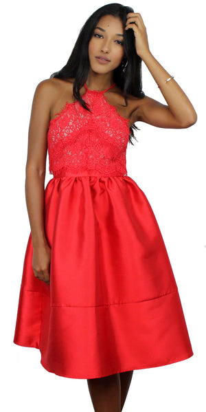 A Moment Like This Red Lace Skater Dress