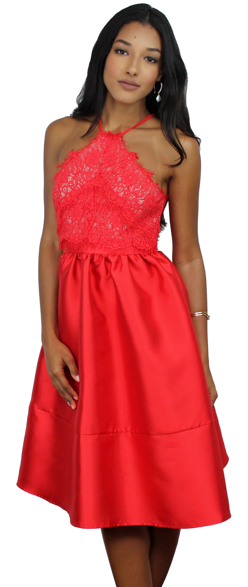 A Moment Like This Red Lace Skater Dress