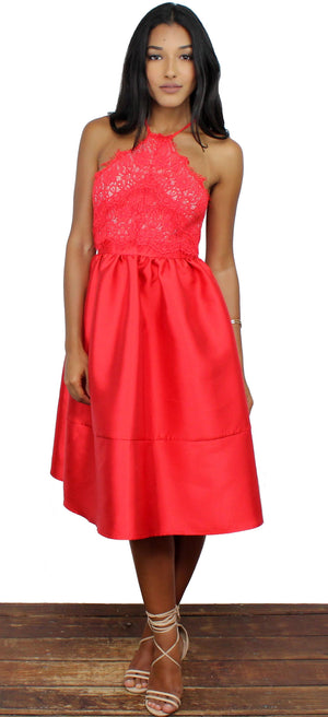 A Moment Like This Red Lace Skater Dress