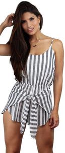 Saltwater and Sun Grey & White Stripes Romper