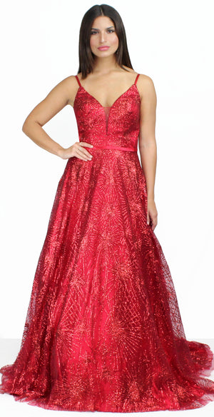 Lavish Lover Red Glitter Ball Gown