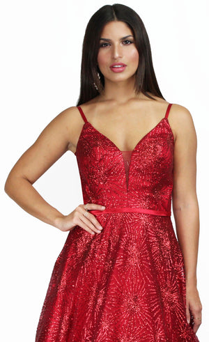 Lavish Lover Red Glitter Ball Gown