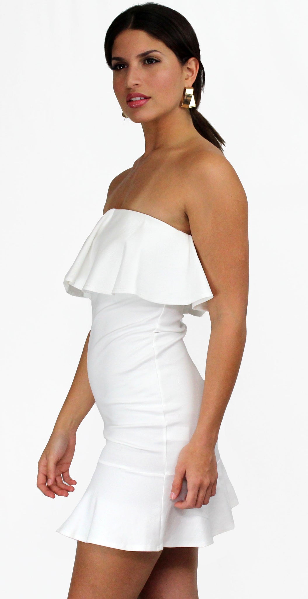 Destined for Chicness White Ruffle Bodycon Dress