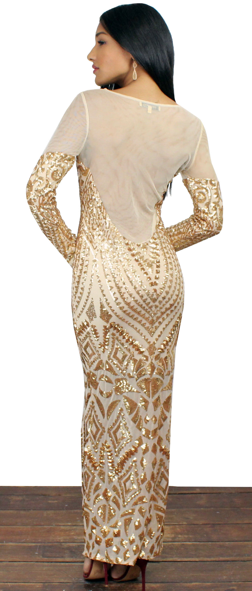 This is the Golden Dress Sequins Midi Dress