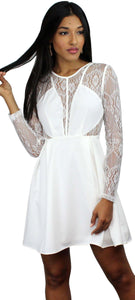 Very Enticing White Long Sleeves Dress