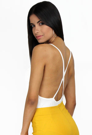 Dedicate V-Neck Knit White Bodysuit