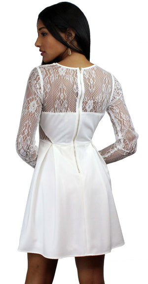 Very Enticing White Long Sleeves Dress