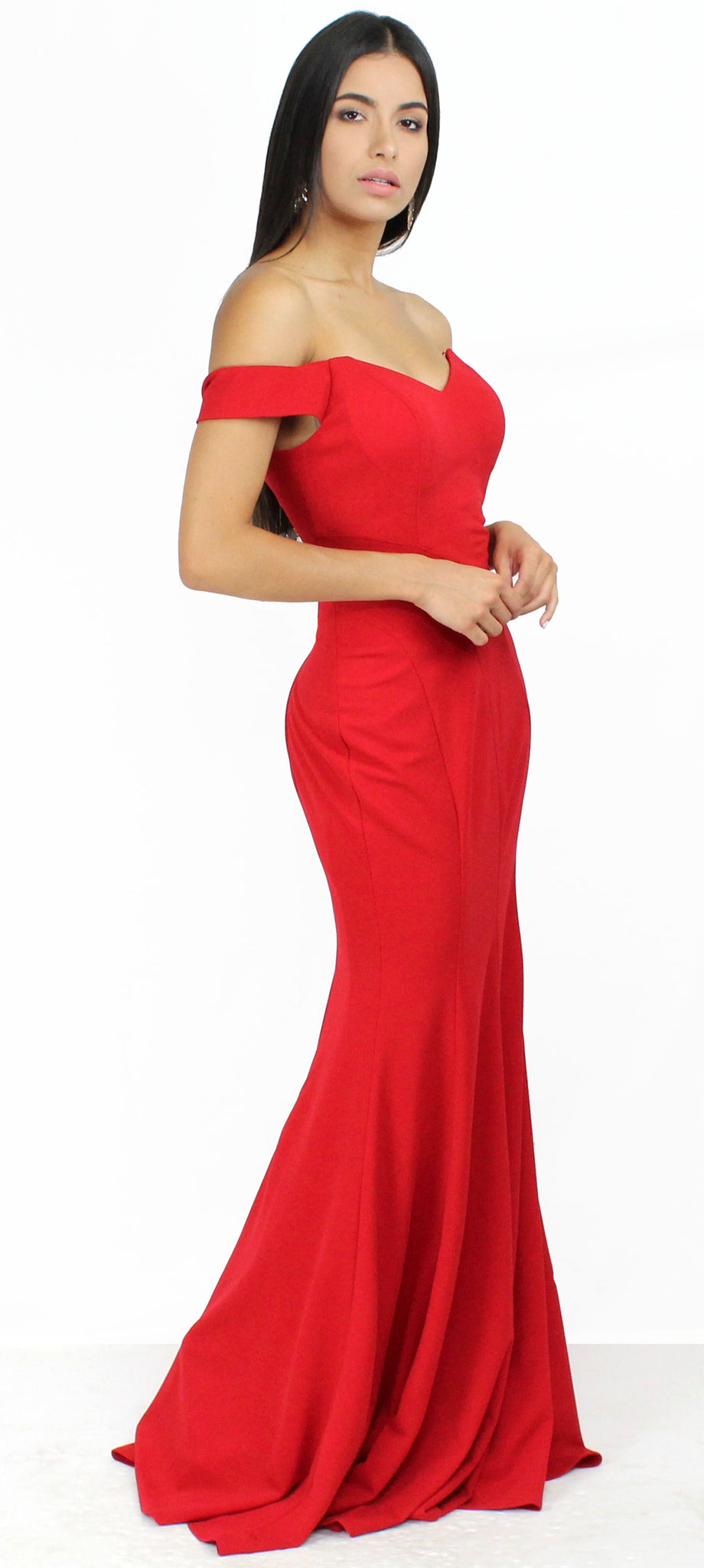Like a Lady Red Off Shoulder Formal Gown