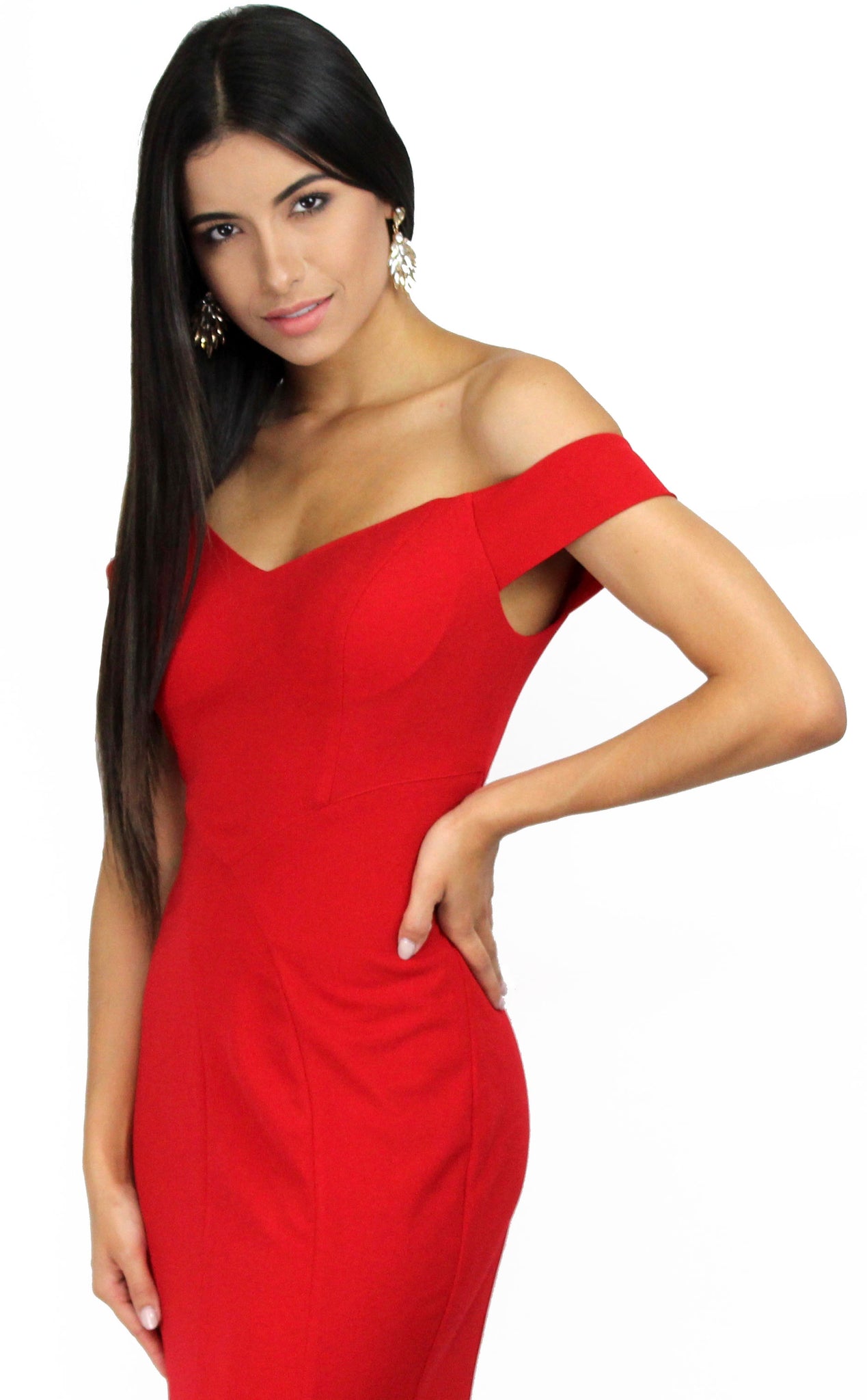 Like a Lady Red Off Shoulder Formal Gown