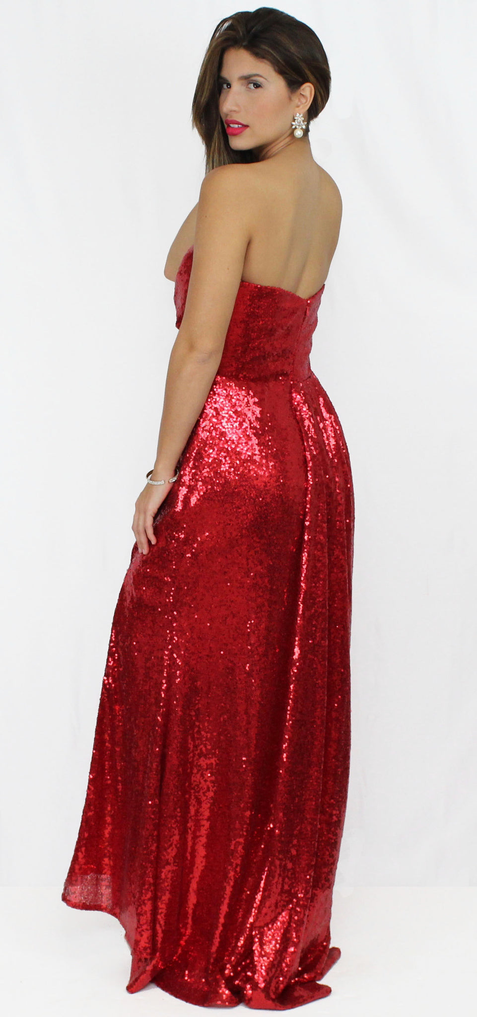Ready for Red Carpet in Red Sequins Gown