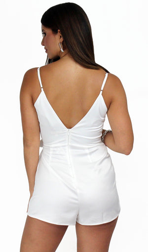 Walk with You White Satin Romper
