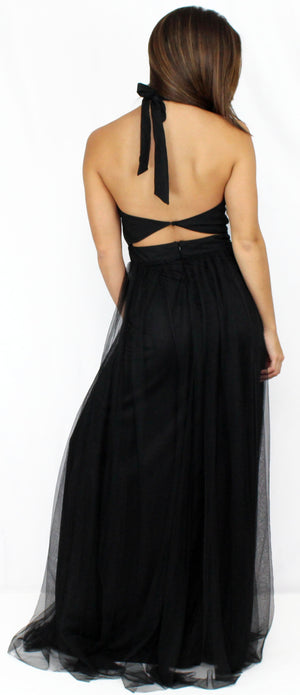 Temptress Black Mesh Formal Gown