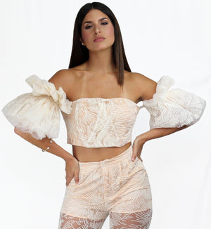 Daydreaming White Lace Ruffle Two-Piece Set