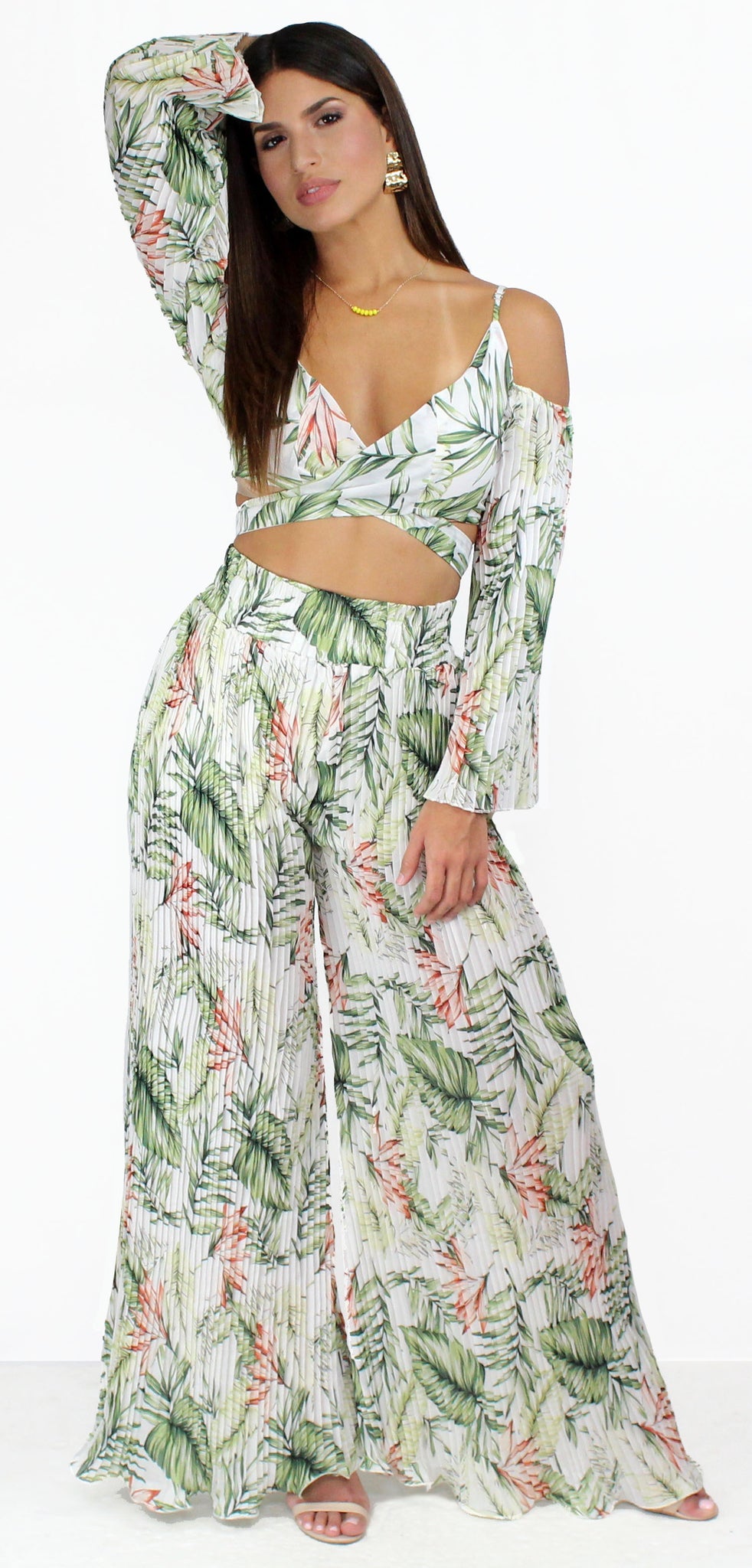 Sunny Afternoon Tropical Print Two-Piece Set