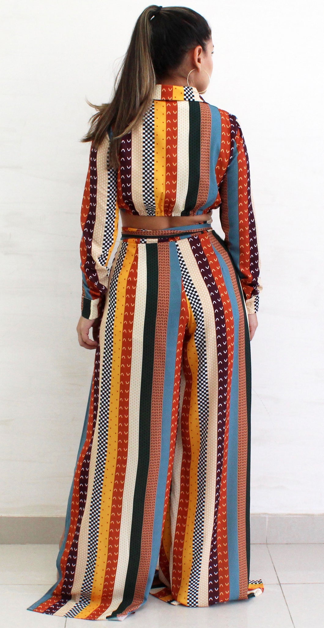 Significant Multi Stripes Print Two-Piece Set