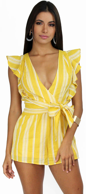 Fresh Picked Yellow Stripes & Ruffles Romper