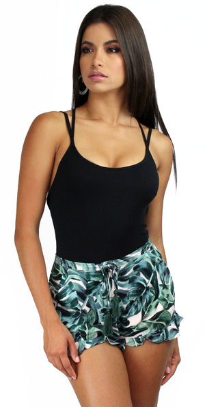 Still Tropical Life Green Print Shorts