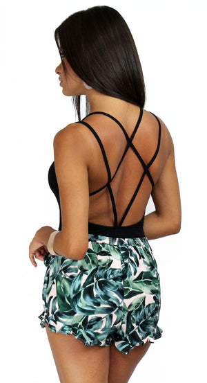 Still Tropical Life Green Print Shorts