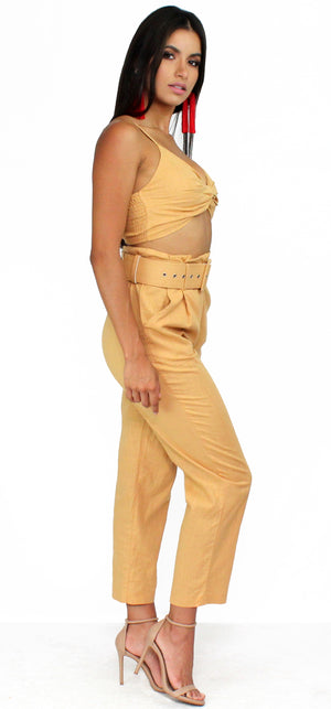 Accompany Me Caramel Pants Two-Piece Set