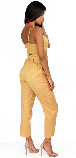 Accompany Me Caramel Pants Two-Piece Set