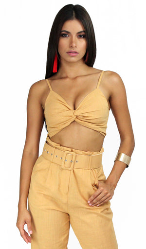 Accompany Me Caramel Pants Two-Piece Set