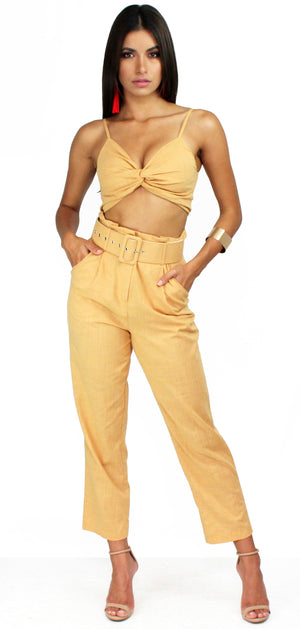 Accompany Me Caramel Pants Two-Piece Set