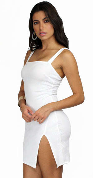 Steal Your Attention White Bodycon Mini Dress