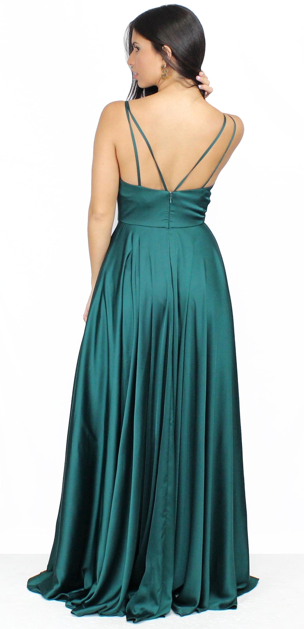 Always On Point Emerald Satin Formal Gown