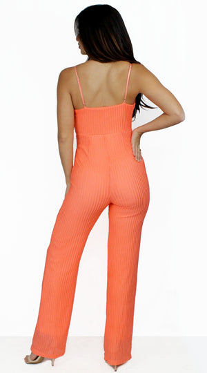 All the Attraction Orange Knitting Jumpsuit