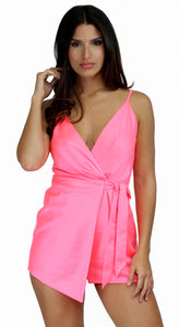 Walk with You Pink Satin Romper