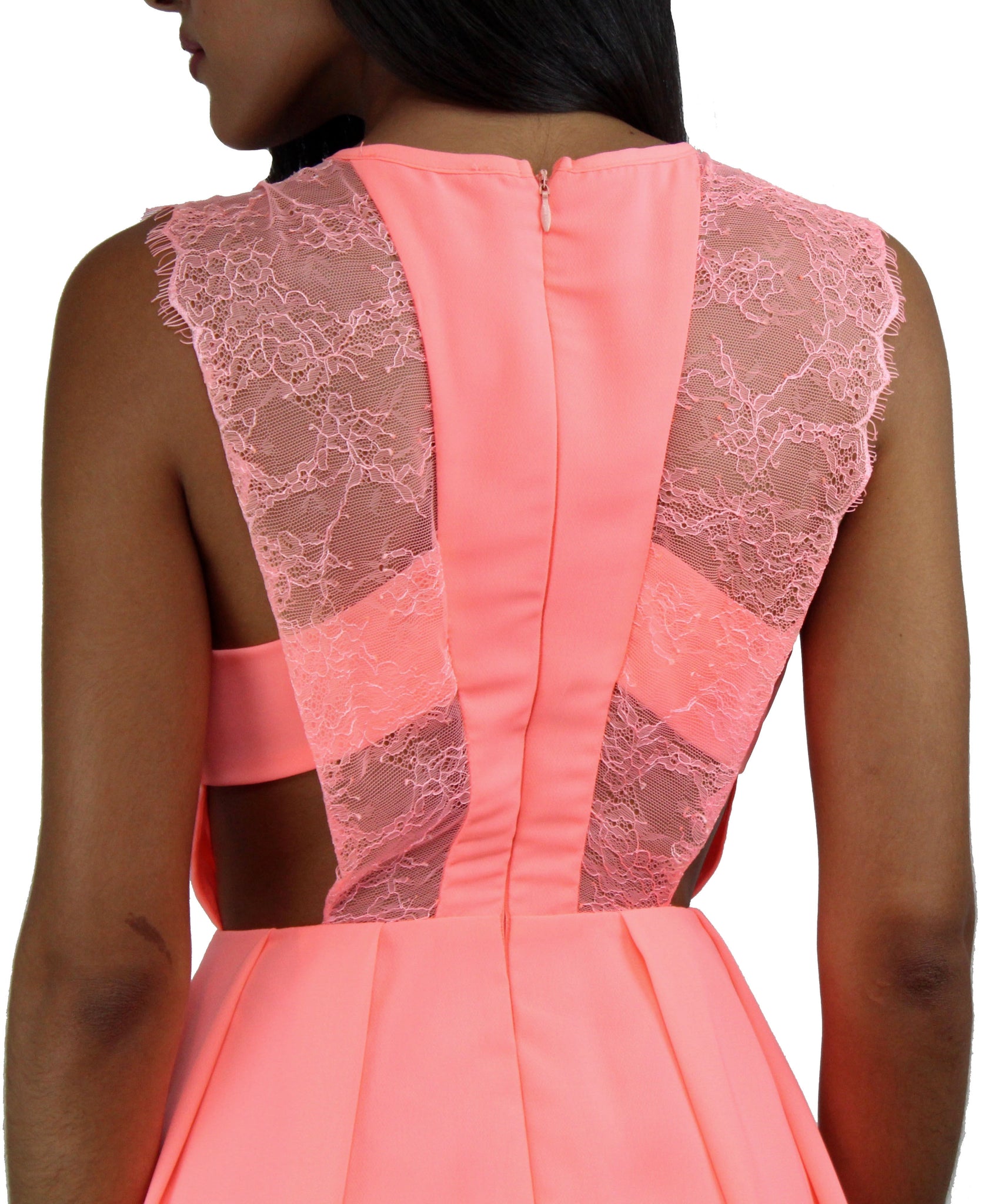 Sought After Neon Coral Lace Dress