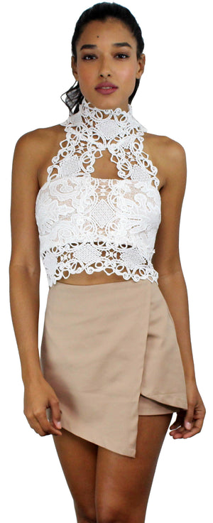 Perfect Escape White Lace Crop Top