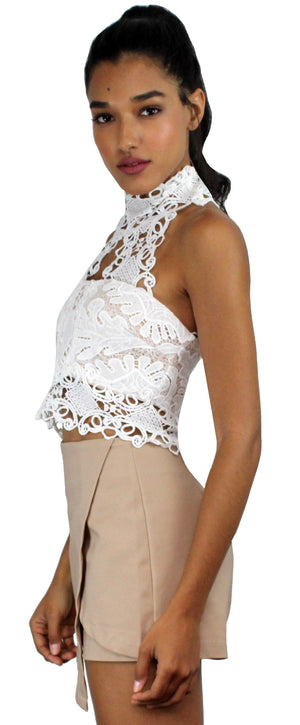 Perfect Escape White Lace Crop Top