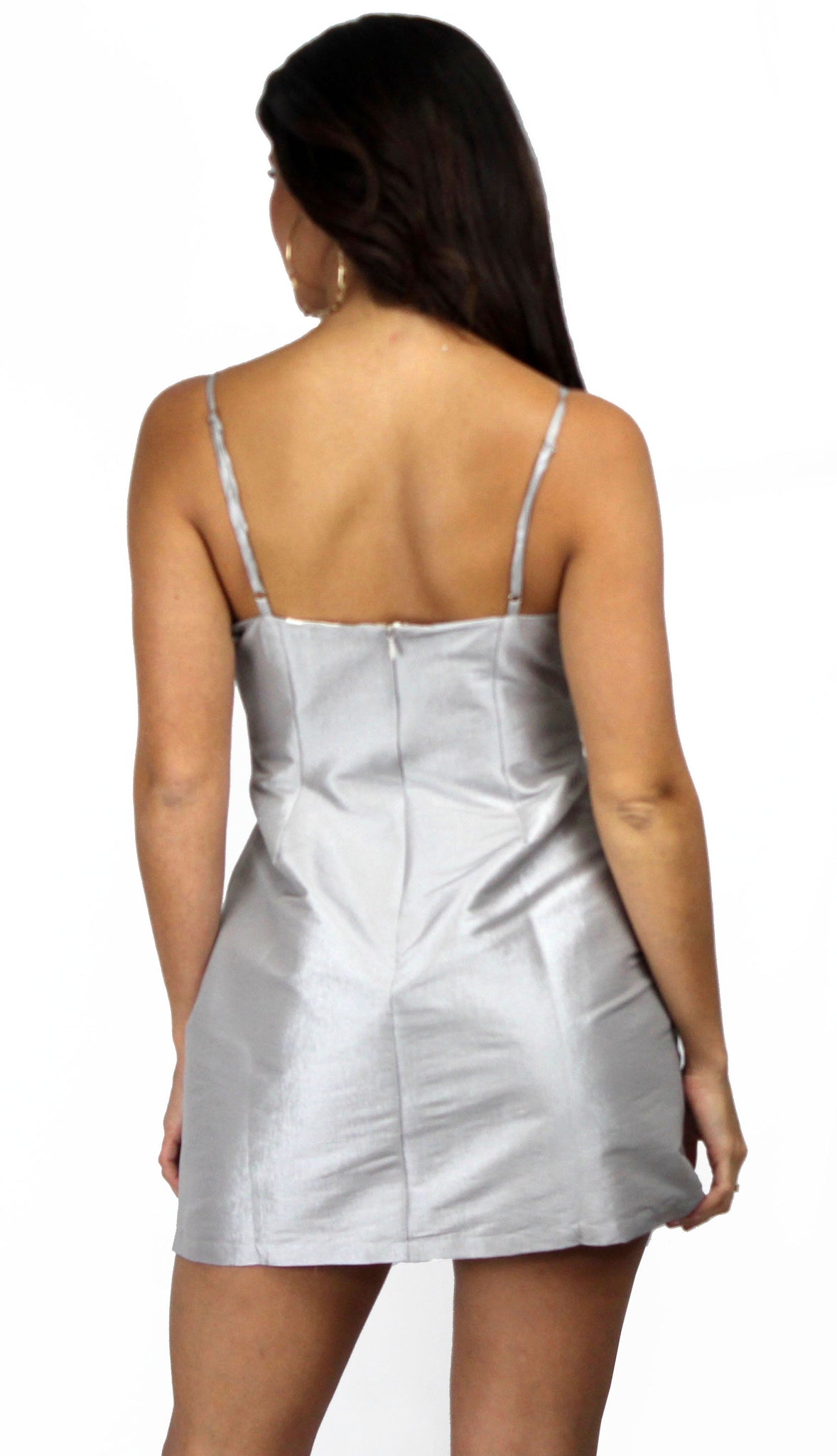 Simply Sultry Grey Satin Mini Dress