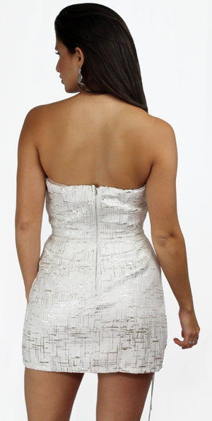 Iconic Moment White & Silver Shimmer Dress
