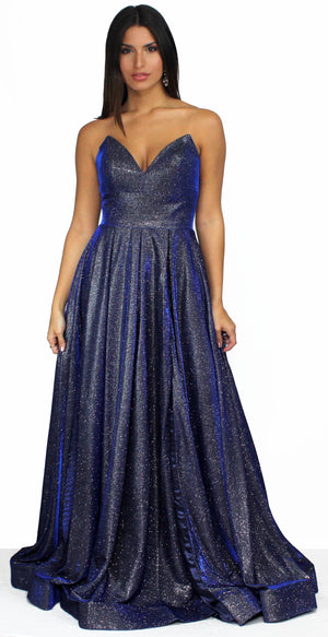 Royal Showstopper Shimmer Dark Royal Ball Gown