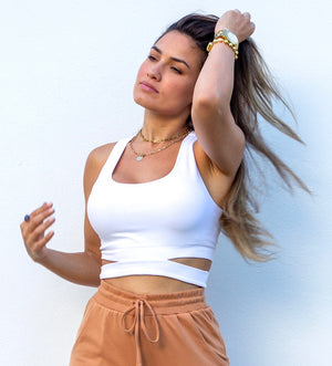 Basics Alive White Cutout Crop Top