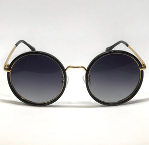 See It Through Gold & Black Round Sunglasses