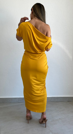 Impressions of Spring Mustard High-Low Dress