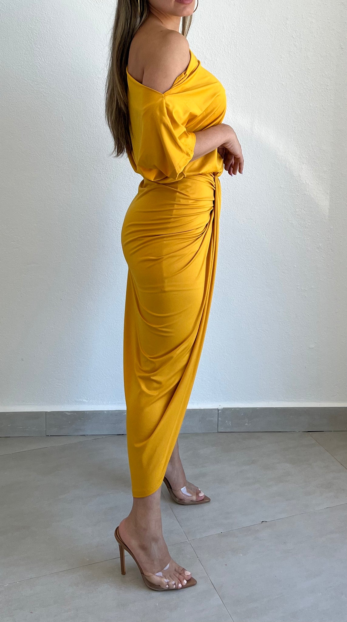 mustard yellow high low dress Darling Daylily Mustard Yellow Floral Print High-Low Maxi Dress