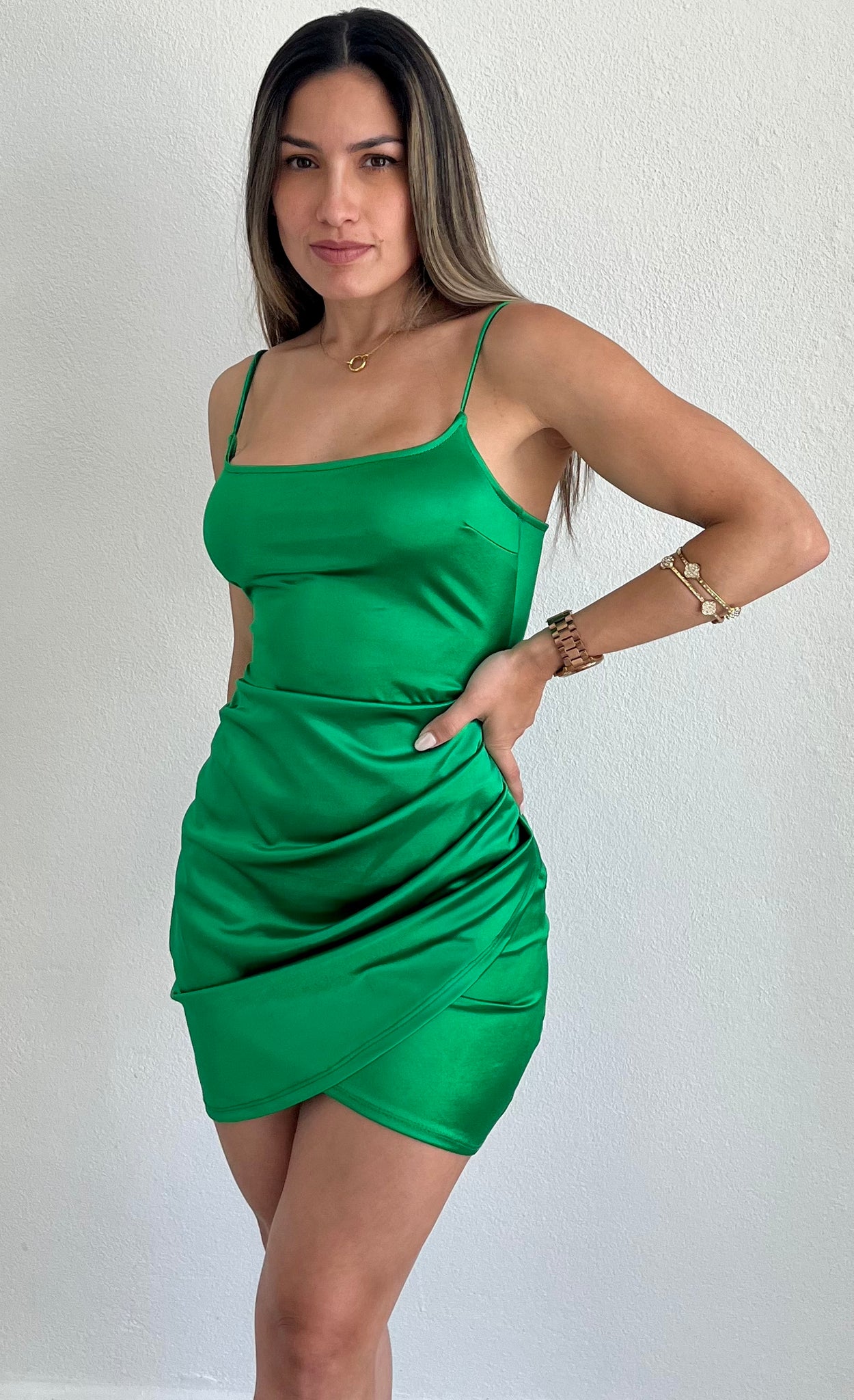 Significant Sensation Emerald Satin Bodycon Dress