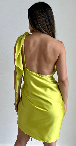 Flirting with Grace Lime Satin Dress