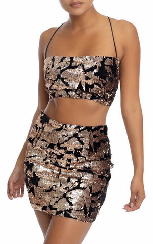 Force of Fashion Rose Gold Sequins Two-Piece Set